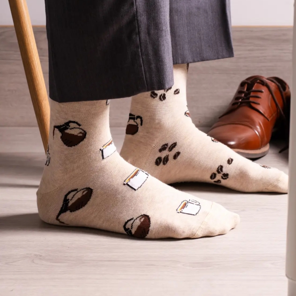 NWT Friday Sock Company Colorful Coffee Print Socks